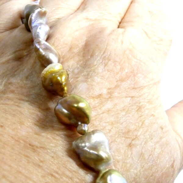 'Pondslime' Gold and Lavender Keishi Pearls - Image 3