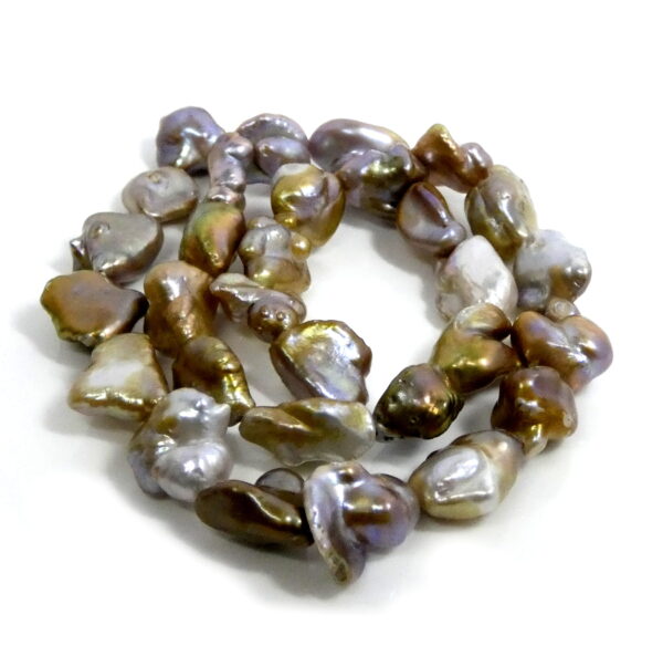 'Pondslime' Gold and Lavender Keishi Pearls - Image 2