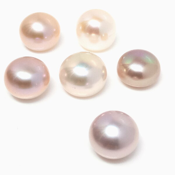 Natural Colours 11-12mm Half Drilled Button Single Pearls - Image 2