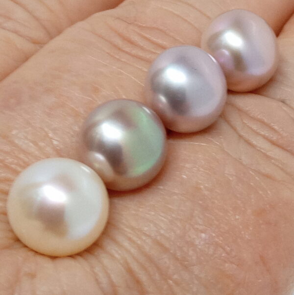 Natural Colours 11-12mm Half Drilled Button Single Pearls - Image 4