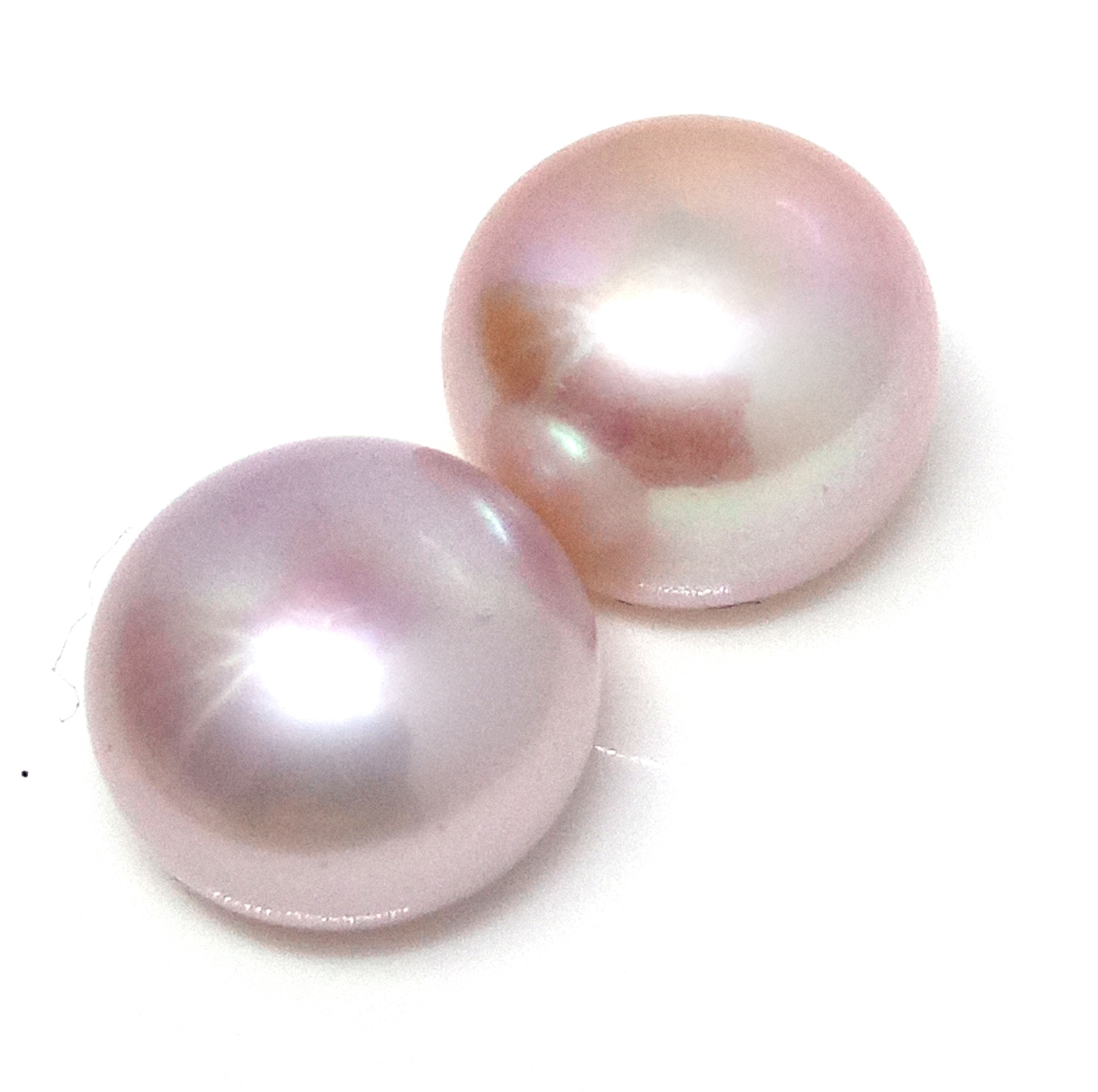 Purple Freshwater Cultured Pearls Half-Drilled Button 6-6.5mm