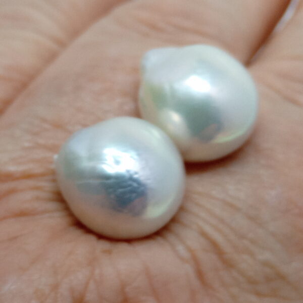 White 13.5mm Drop Pearl Pair - Image 3