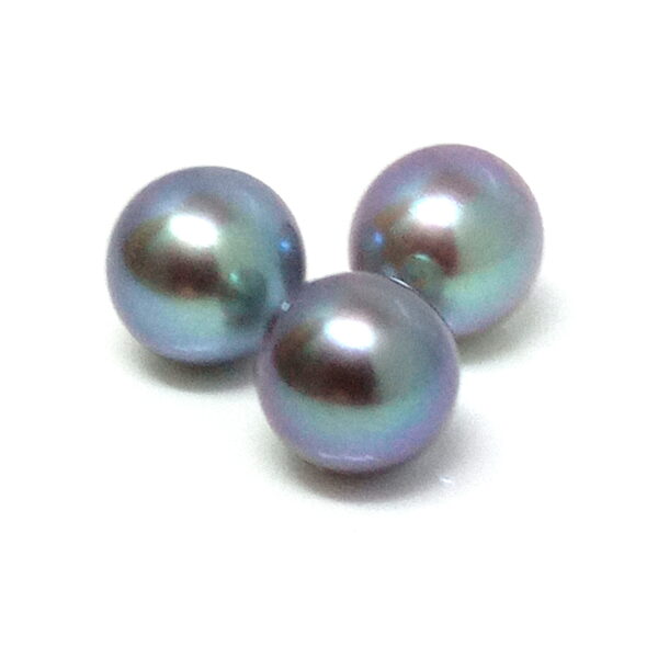 Blue Grey 8mm Half Drilled Round Single Pearls - Image 3