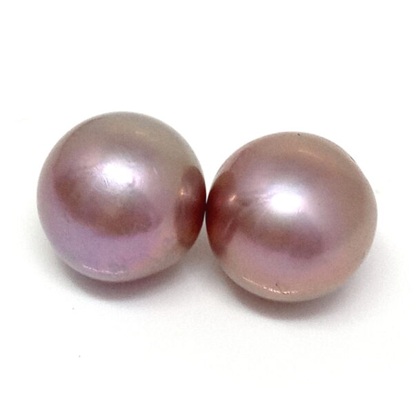 Dark Pink 13mm Round Pearls Pair - Image 2