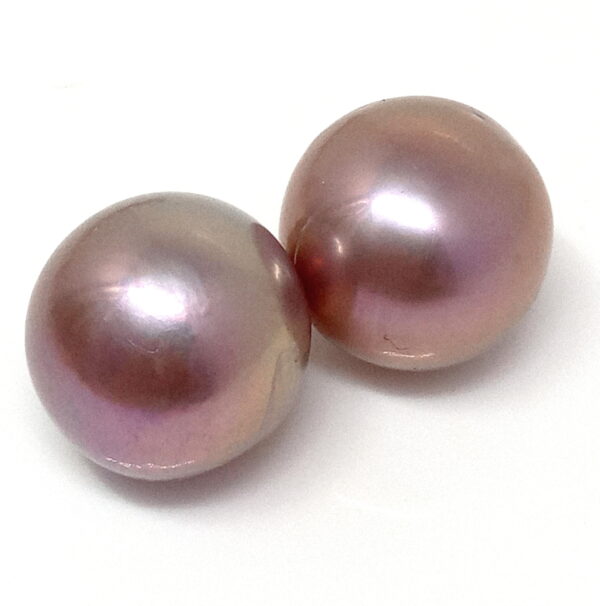 Dark Pink 13mm Round Pearls Pair - Image 3